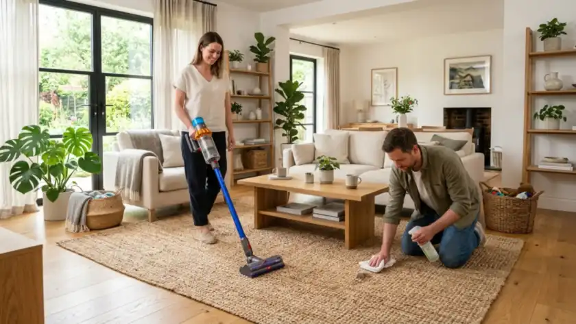 cleaning living room rug in dubai.