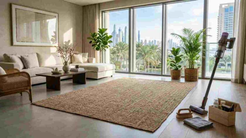 Cleaning and maintaining natural fiber sisal rug in dubai.