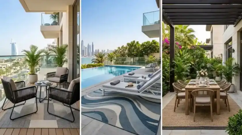 Luxury outdoor carpets for balcony in dubai.